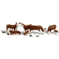 A1843 HO HEREFORD COWS (ชุดวัวแดง วัวใหญ่ 5 ตัว และ ลูกวัว 2 ตัว)